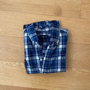 🪀 Ralph Lauren kids cotton blue plaid long sleeve button down shirt